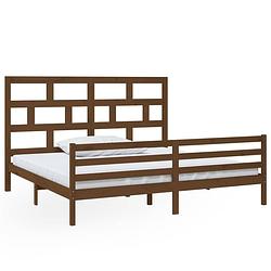 Foto van The living store bedframe - grenenhout - 205.5 x 206 x 100 cm - honingbruin