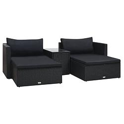 Foto van Vidaxl 5-delige loungeset met kussens poly rattan zwart