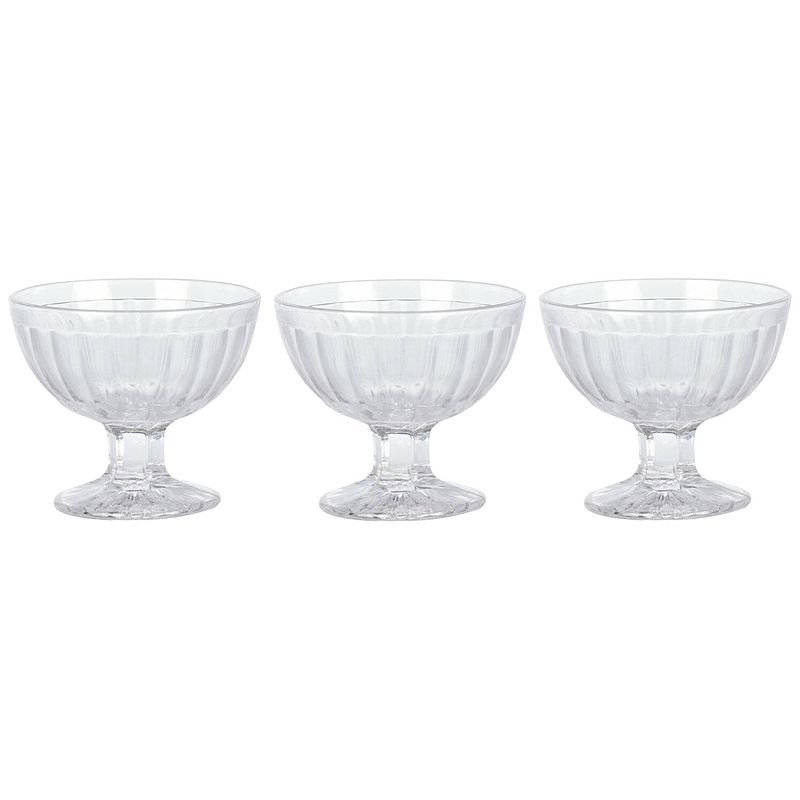 Foto van Excellent houseware ijcoupes/ijs serveer schaaltjes - set 3x stuks - bewerkt glas - 200 ml - ijsjeshouders