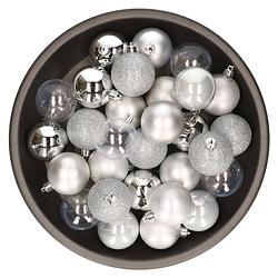 Foto van Kunststof kerstballen 48x stuks zilver 6 cm - kerstbal