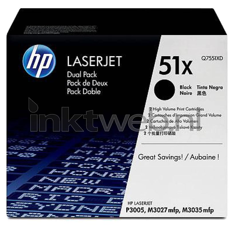 Foto van Hp 51xd 2-pack zwart toner