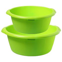Foto van Voordeel set multi-functionele kunststof afwas teiltjes groen in 2-formaten - afwasbak