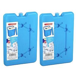 Foto van Plasticforte koelelementen 200 gram - 2x - 11 x 16 x 1.5 cm - blauw - voor koelbox en koeltas - koelelementen