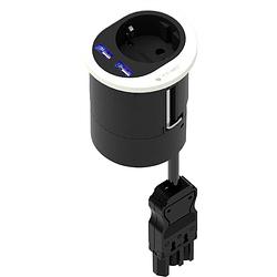 Foto van Ib connect 60103001/1 1 stuks inbouwcontactdoos met usb-laaduitgang wit