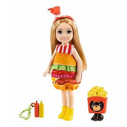 Foto van Barbie club chelsea - meisje met hamburger jurkje - 15 cm - minipop