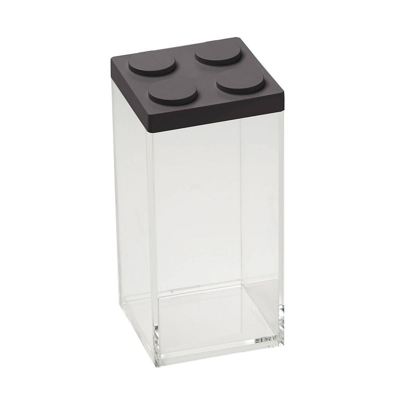 Foto van Stapelbare, brickstore bewaarcontainer hoog, 1,5l, zwart - kunststof - omada