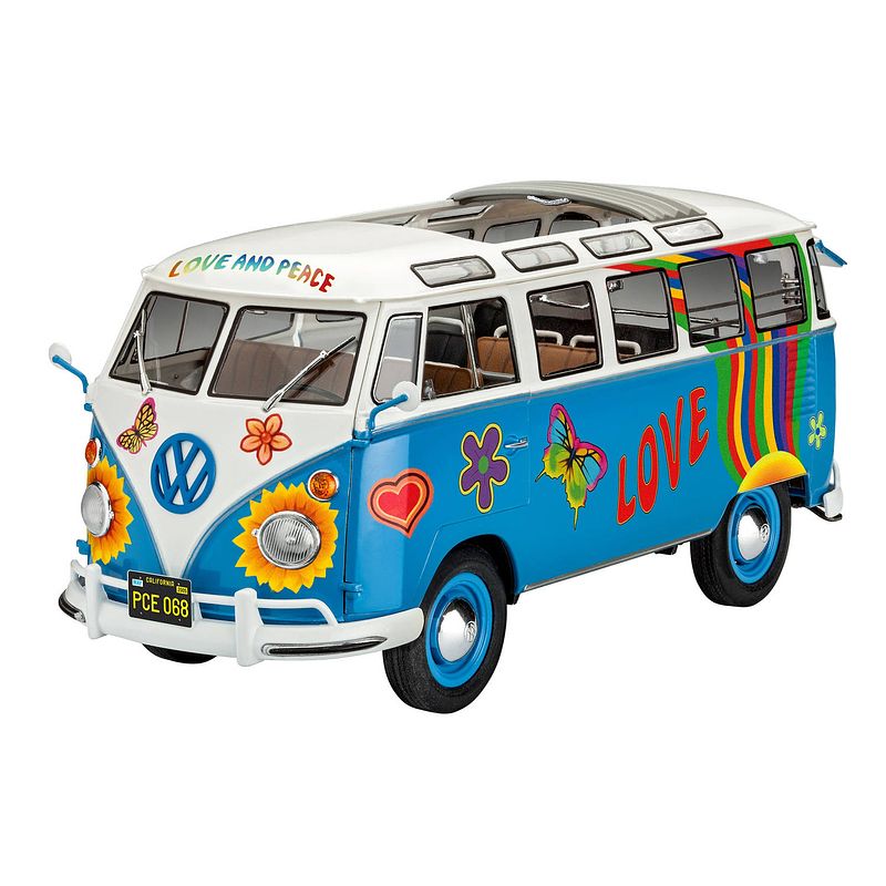 Foto van Revell modelbouwset vw t1 flower power 1:24 wit 169-delig