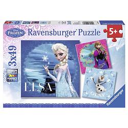 Foto van Ravensburger puzzel disney frozen anna, olaf en elsa - 3 x 49 stukjes