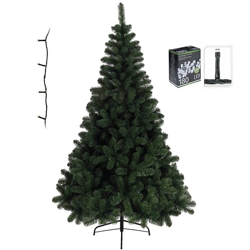 Foto van Kunst kerstboom imperial pine 120 cm met warm witte verlichting - kunstkerstboom