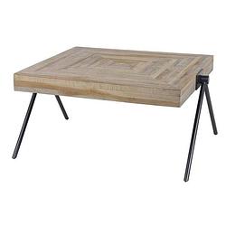 Foto van Industriële salontafel sean teakhout vierkant 80 cm