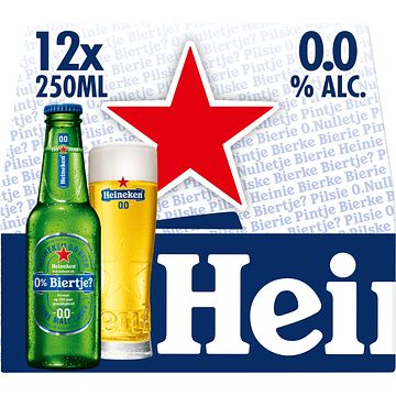 Foto van Heineken premium pilsener 0.0 bier draaidop fles 12 x 25cl bij jumbo