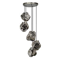 Foto van Industriële hanglamp rocks getrapt 5-lichts chrome glas