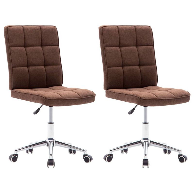 Foto van The living store eetstoel set - eetkamerstoelen - bruin - 48 x 55 x (88-98) cm - polyester