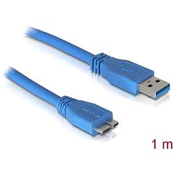 Foto van Delock usb-kabel usb 3.2 gen1 (usb 3.0 / usb 3.1 gen1) usb-a stekker, usb-micro-b 3.0 stekker 1.00 m blauw vergulde steekcontacten 82531