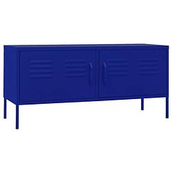 Foto van The living store tv-standaard - marineblauw - 105 x 35 x 50 cm - stalen constructie