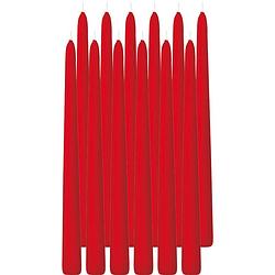 Foto van 12x lange kaarsen rood 30 cm 13 branduren dinerkaarsen/tafelkaarsen - dinerkaarsen