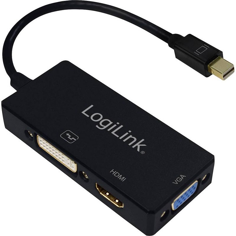 Foto van Logilink cv0110 adapter [1x mini-displayport stekker - 1x dvi-bus 24+1-polig, hdmi-bus, vga-bus] zwart