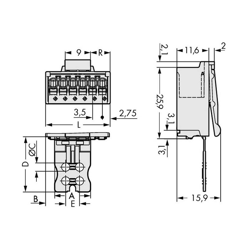 Foto van Wago 2091-1506/002-000 male behuizing (board) 2091 totaal aantal polen: 6 rastermaat: 3.50 mm 50 stuk(s)