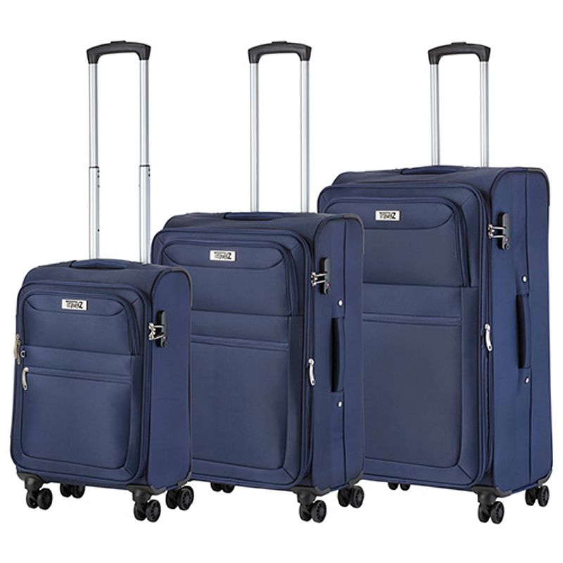 Foto van Travelz softspinner tsa kofferset - 3-delige zachte trolleyset - blauw