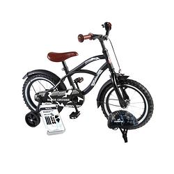 Foto van Volare kinderfiets black cruiser - 14 inch - zwart - met fietshelm & accessoires