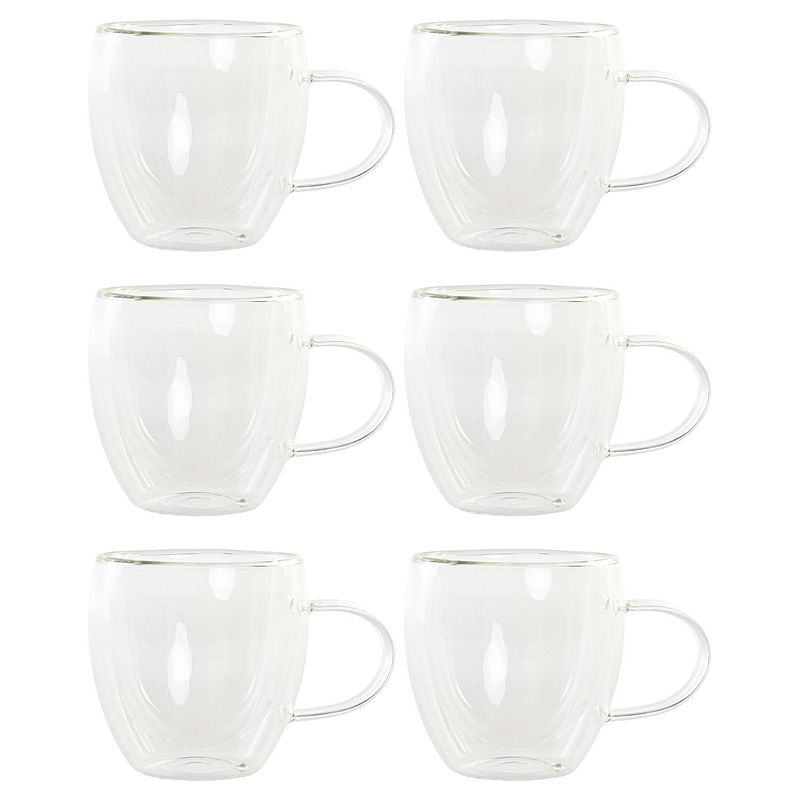 Foto van Items koffieglazen dubbelwandig - set 6x - cappuccino glazen - 250 ml - koffie- en theeglazen