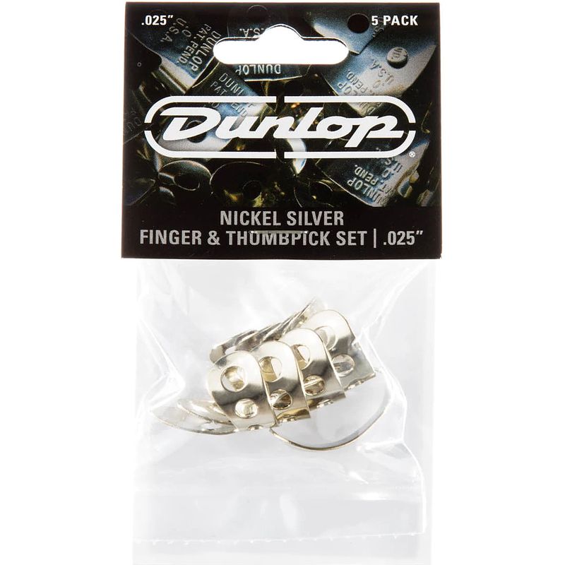 Foto van Dunlop 33p025 nickel silver finger & thumbpicks set vinger- en duimplectrums, 0.025-0.025 inch