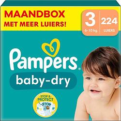 Foto van Pampers - baby dry - maat 3 - maandbox - 224 stuks - 6/10 kg