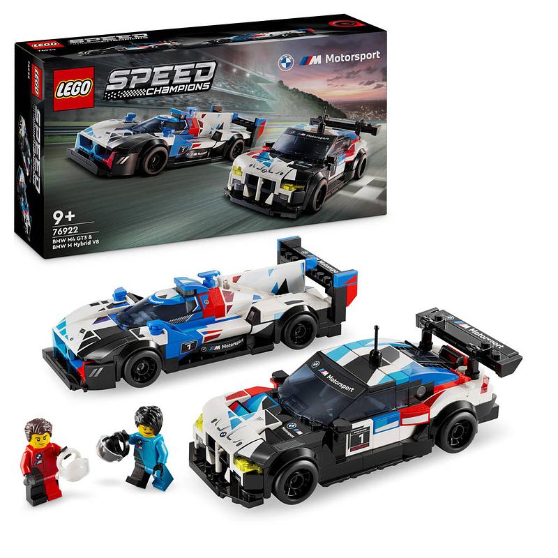 Foto van Lego speed champions bmw m4 gt3 & bmw m hybrid v8 racewagens 76922