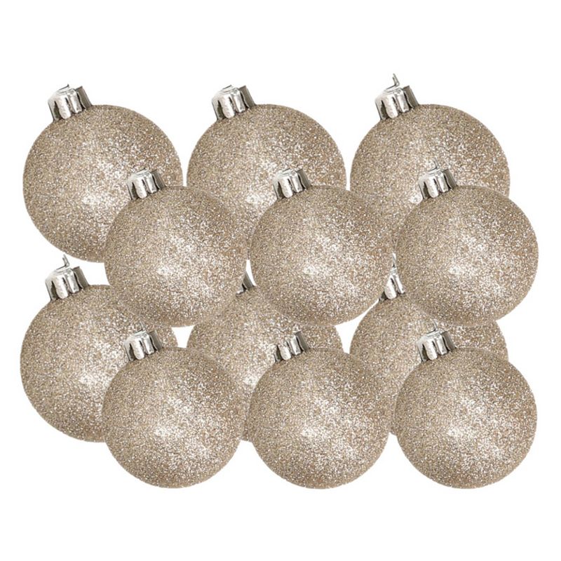 Foto van Kerstversiering set glitter kerstballen champagne 6 - 8 cm - pakket van 30x stuks - kerstbal