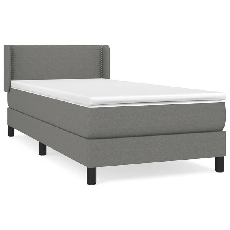 Foto van The living store boxspringbed - donkergrijs - 203x93x78/88 cm - pocketvering matras - huidvriendelijk topmatras