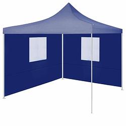 Foto van Vidaxl partytent met 2 zijwanden inklapbaar 2x2 m staal blauw