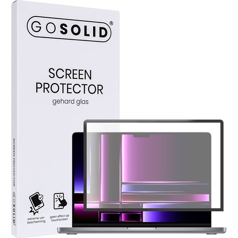 Foto van Go solid! screenprotector voor macbook pro (2021) 14,2-inch m1 max gehard glas