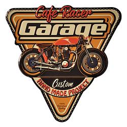 Foto van Clayre & eef wanddecoratie 40x40 cm oranje ijzer driehoek cafe racer garage muurdecoratie oranje muurdecoratie