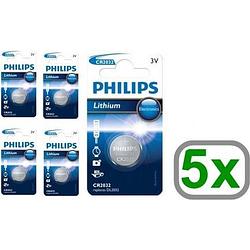 Foto van 5 stuks - philips cr2032 3v lithium knoopcelbatterij