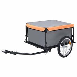 Foto van Vidaxl fietskar 65 kg grijs en oranje