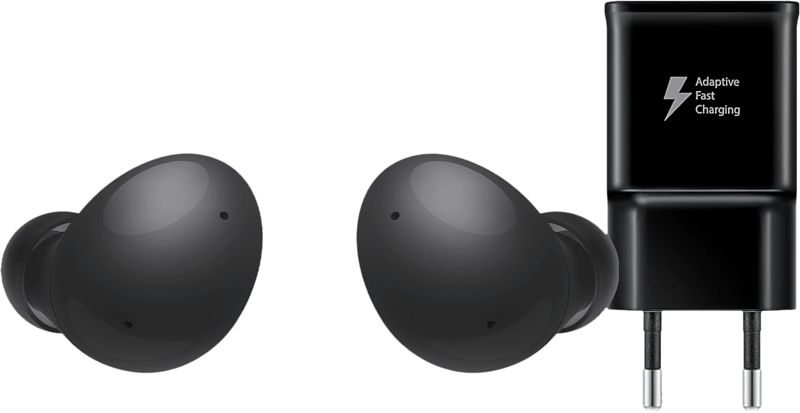 Foto van Samsung galaxy buds 2 zwart + samsung oplader