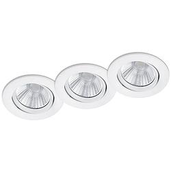 Foto van Led spot 3 pack - inbouwspot - trion paniro - rond 5w - dimbaar - warm wit 3000k - mat wit - aluminium - ø80mm