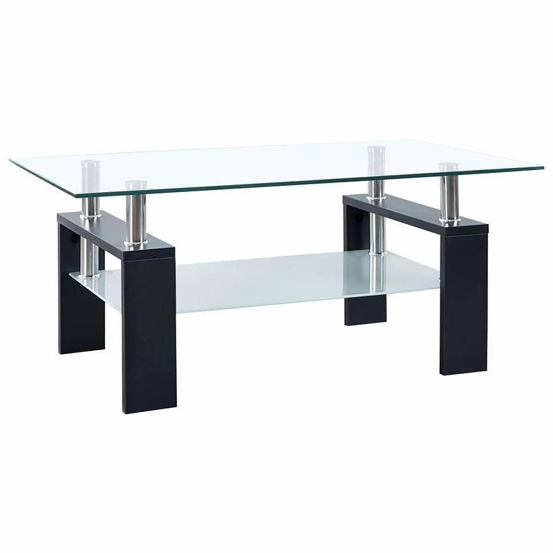 Foto van Vidaxl salontafel 95x55x40 cm gehard glas transparant en zwart