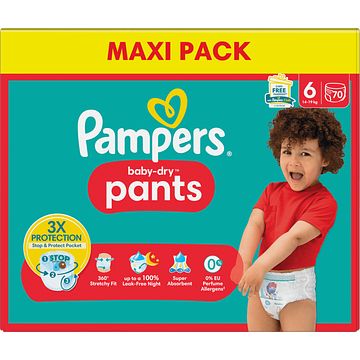 Foto van Pampers babydry pants maat 6, x70 luierbroekjes, 14kg19kg bij jumbo