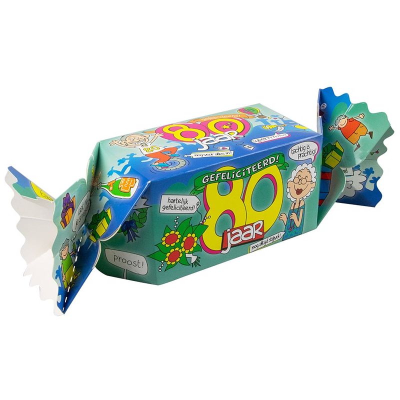 Foto van Paper dreams cadeauverpakking 80 jaar 20 cm karton blauw/groen