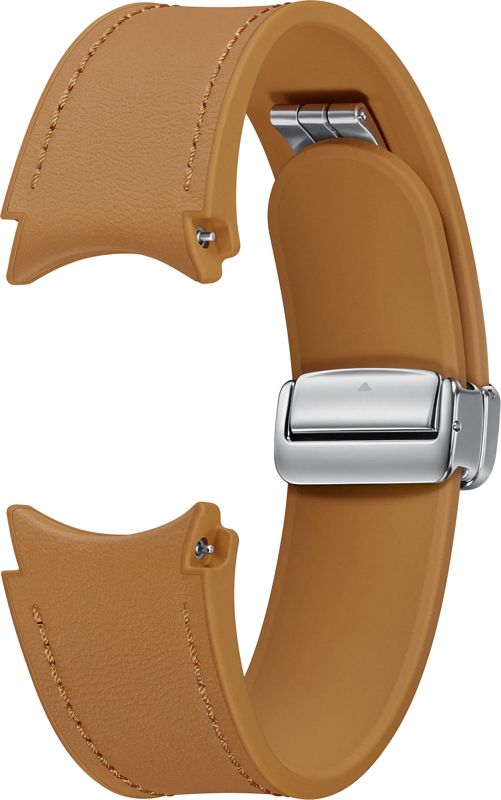 Foto van Samsung siliconen d-buckle hybrid leren bandje bruin s/m 20mm