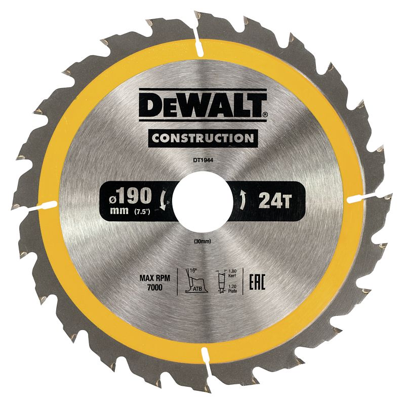 Foto van Dewalt zaagblad voor hout 190x30x1,8mm 24t