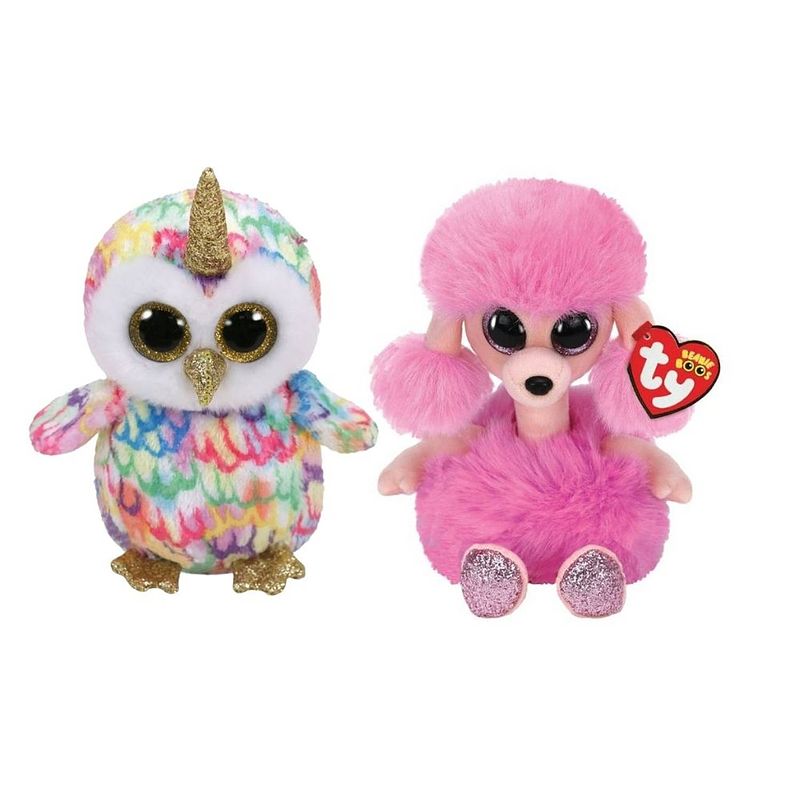 Foto van Ty - knuffel - beanie boo's - enchanted owl & camilla poodle