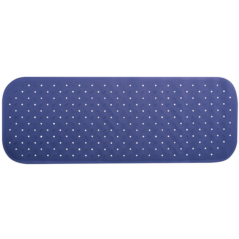 Foto van Msv douche/bad anti-slip mat badkamer - rubber - blauw - 36 x 97 cm - badmatjes