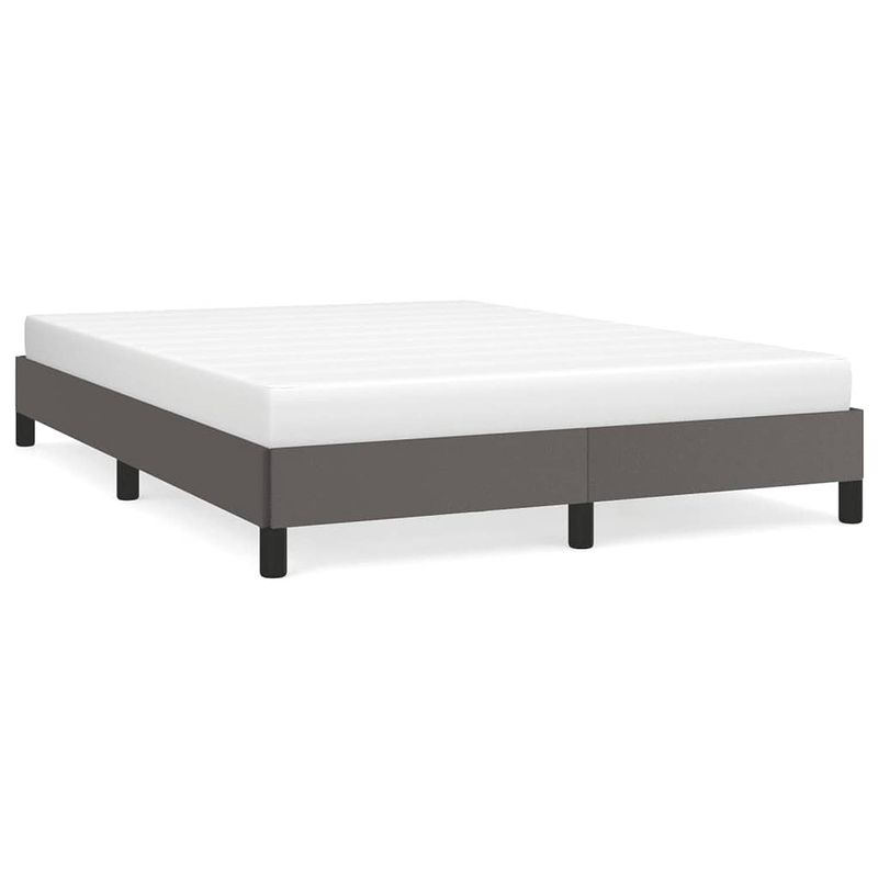 Foto van The living store bedframe - kunstleren - grijs - 193 x 143 x 25 cm - poten - multiplex lattenbodem