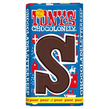 Foto van Tony'ss chocolonely chocoladeletterreep puur s 180g bij jumbo