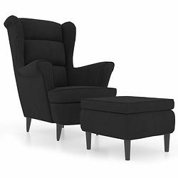 Foto van Vidaxl fauteuil met voetenbank fluweel zwart