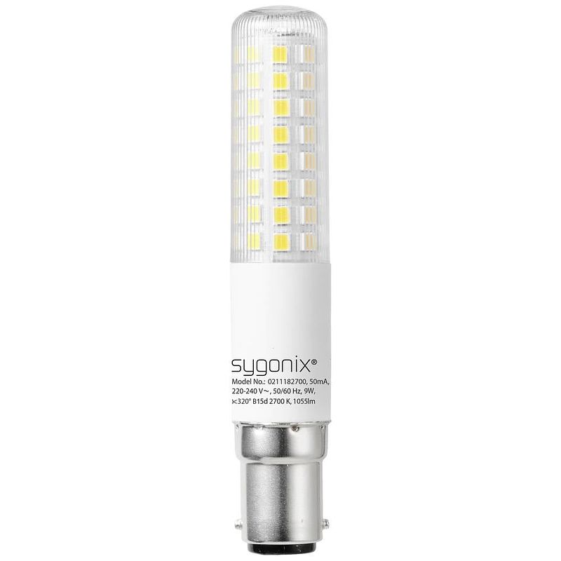 Foto van Sygonix sy-5275994 led-lamp energielabel e (a - g) b15d batterij 9 w = 75 w warmwit (ø x h) 18 mm x 101 mm dimbaar 1 stuk(s)