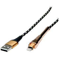 Foto van Roline usb-kabel usb 2.0 usb-a stekker, apple lightning stekker 1.00 m zwart, goud afgeschermd 11.02.8923