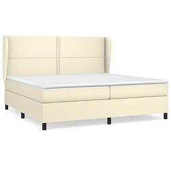 Foto van The living store boxspring met matras kunstleer crèmekleurig 200x200 cm - bed